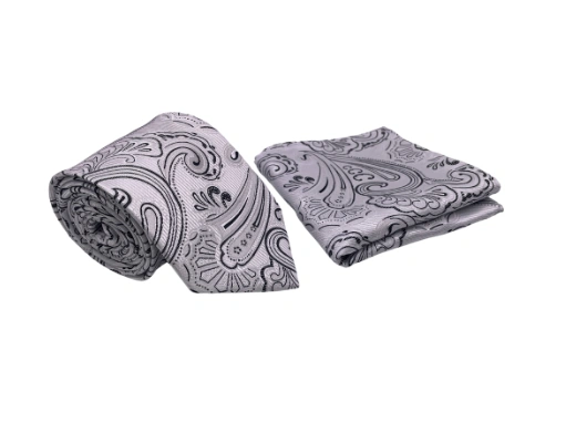 Witte Paisley Stropdas en Pochet Set: Elegantie voor Elke Gelegenheid! Een Must-Have.
