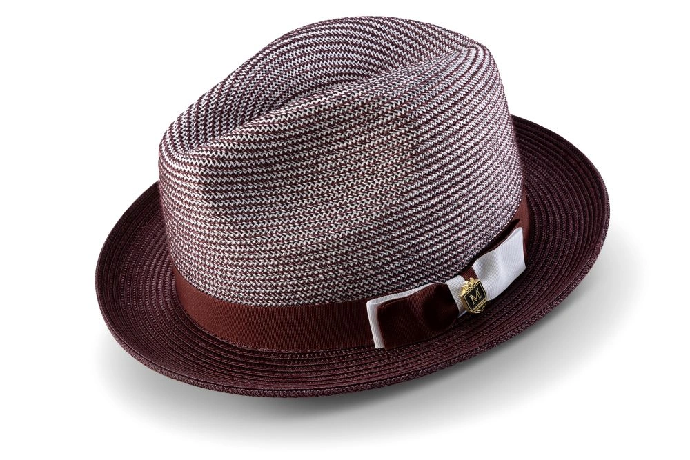 Stoere Heren Fedora Hoed: Tweekleurig Gevlochten Design met Luxe Grosgrain Lint – Perfecte Look!