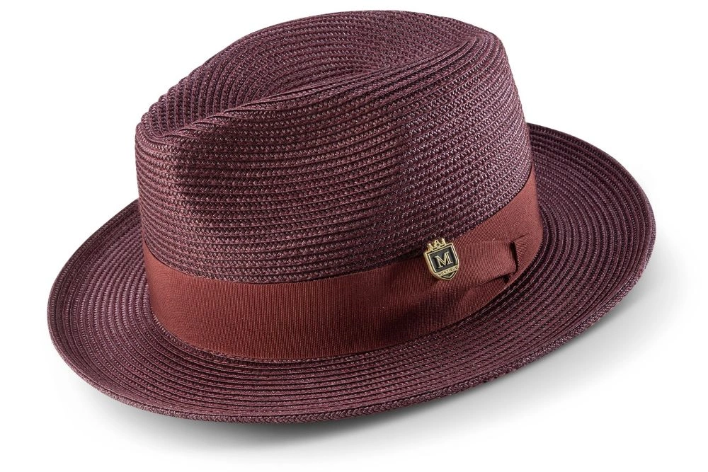 Wijnrode Viltbrede Fedora Hoed met Gevlochten Band en Elegante Strik - Perfect voor Elke Gelegenheid